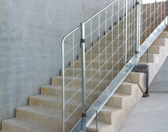 stair barrier in action on a construction site
